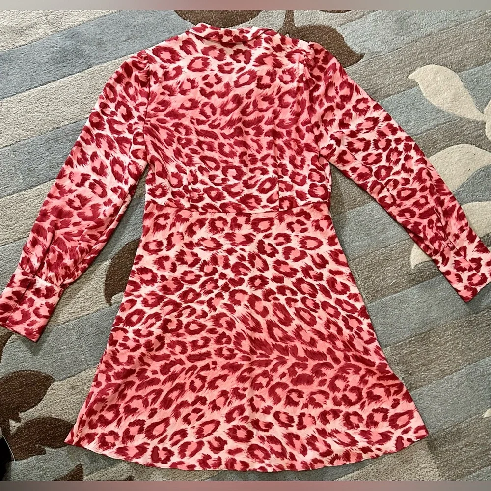 Kate Spade Long Sleeve Panthera Animal Print Button Front Shirtdress in Pinkish